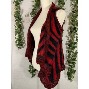 Trendology Black and Red Sleeveless Open Cardigan Women's size Small